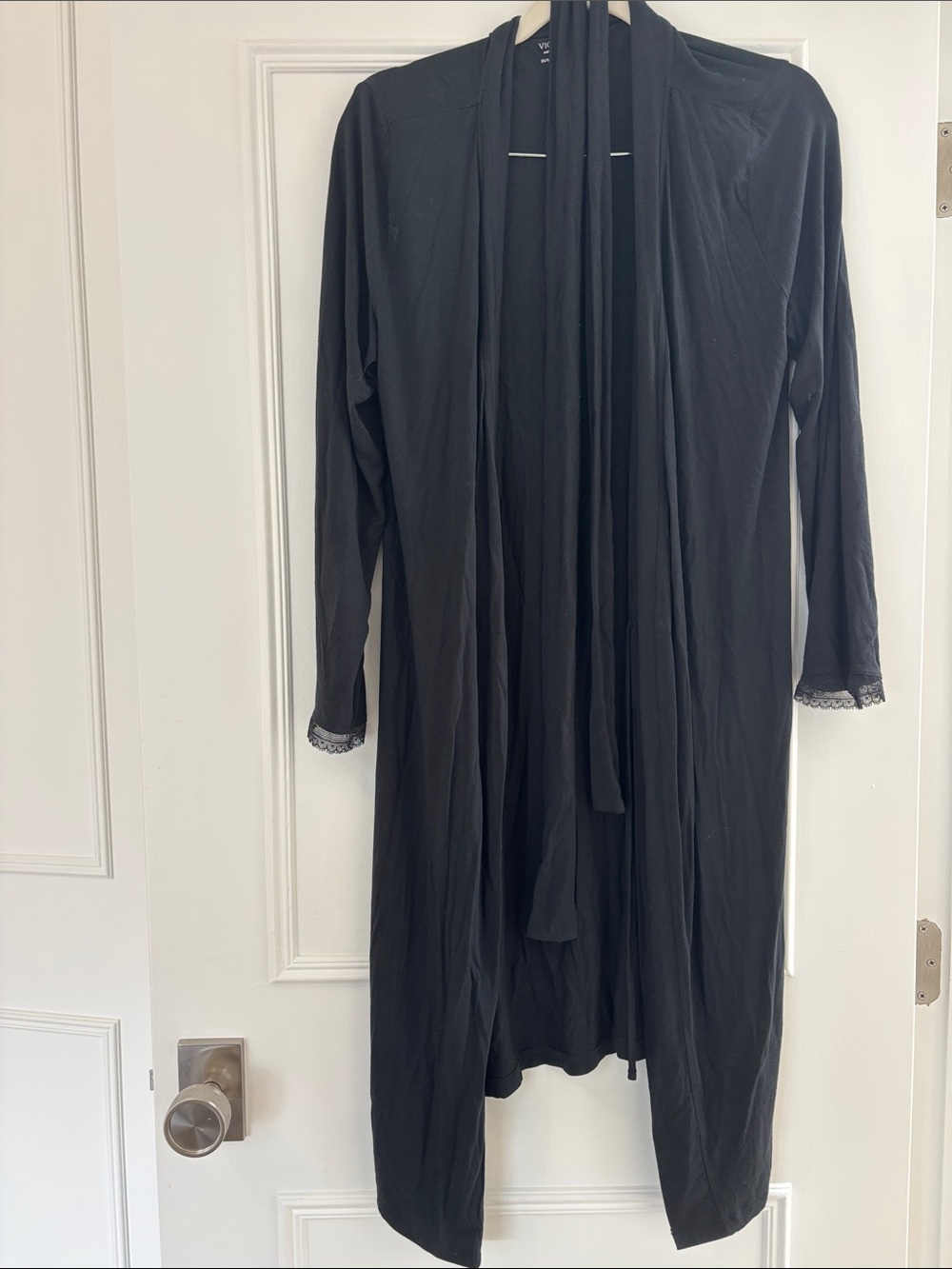 Victoria's Secret Black Lightweight Robe with Lace Trim